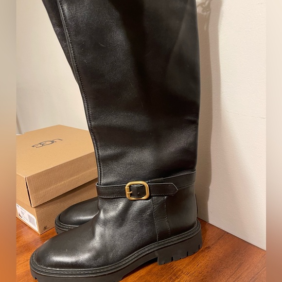 NEW Zara Black Mid Calf Boots REAL Leather 2052/810 riding tall buckle sz 41 10 - Picture 5 of 8